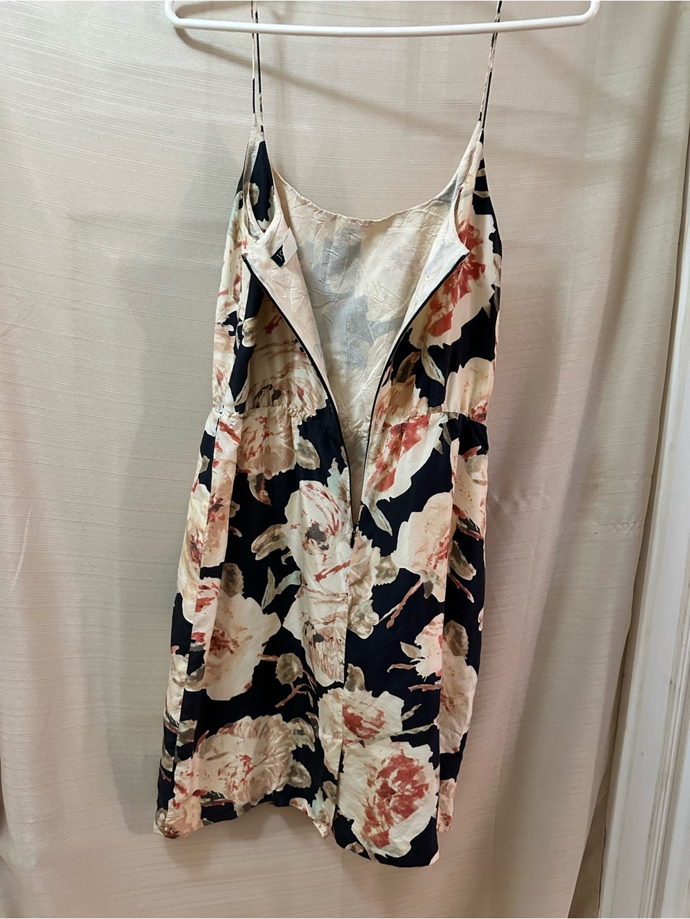 J.Crew 100% Silk Floral Slip Dress Black Pink Cream Lined Size 4 Spaghetti Strap - Picture 8 of 8